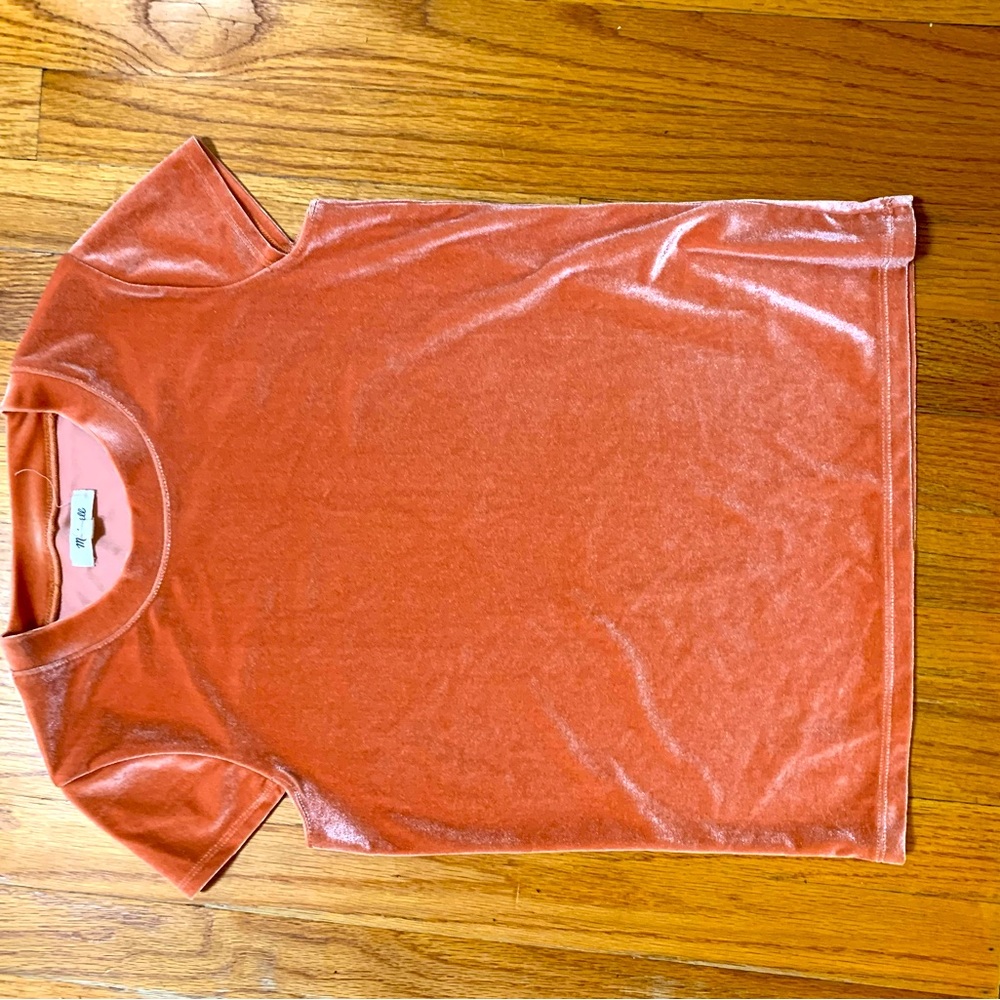 Orange shiny soft short sleeved shirt / blouse